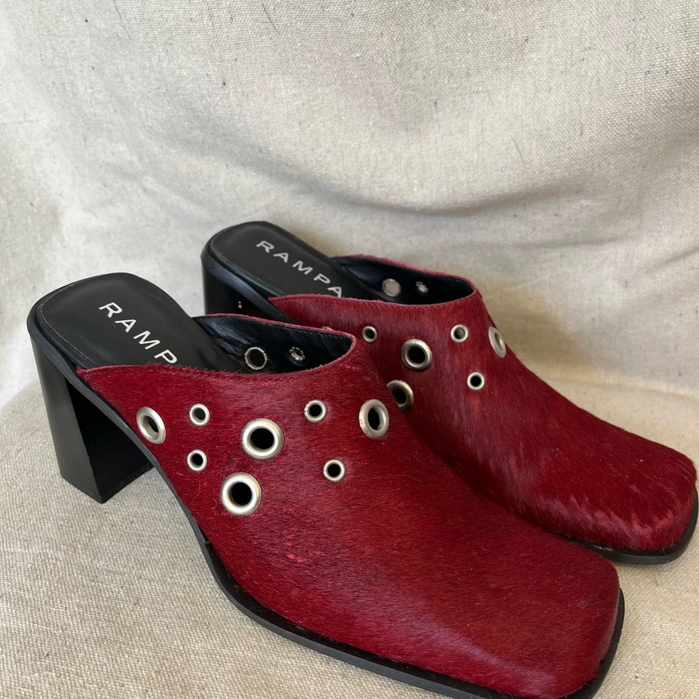 Rampage Red Mules with Eyelet Details 7.5